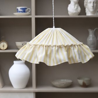 Lampa wisząca materiałowa retro żółta w pasy Costa